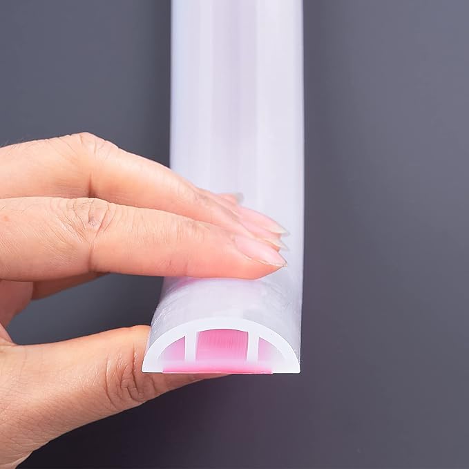 Bathroom Foldable Block water Stopper sealing strip shower threshold dam Self-adhesive silicone shower barrier (39 Inch-Transparent)