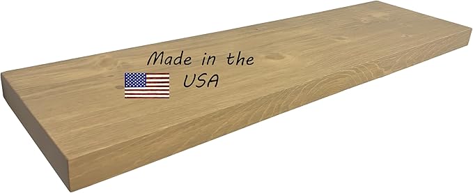 joelsantiques - 36 Inch Wooden Floating Shelves for Wall - 36x10x2 in - Made of Natural Wood - Long Heavy Duty Rustic Wall Shelves for Bedroom - Perfect for Living Room, Kitchen - Beige