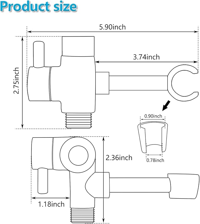PDPBath Solid Brass Shower Arm 3 Way Shower Diverter Valve for Hand Held Showerhead and Fixed Spray Head, G1/2 Universal Connection - Matte Black