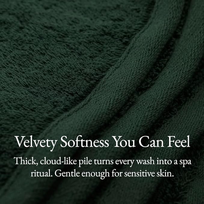 Italic Ultraplush 100% Australian Cotton Washcloths - Set of 2 Luxury Plush Face Wash Cloths, Soft and Absorbent 800 GSM for Bathroom, Spa, Gym, Face and Body (Deep Forest)