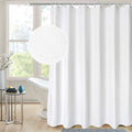 AooHome Heavy Duty Fabric Shower Curtain, Solid White Waffle Weave Bathroom Curtain with Hooks, Weighted Hem, Water Repellent, 72x72 Inch
