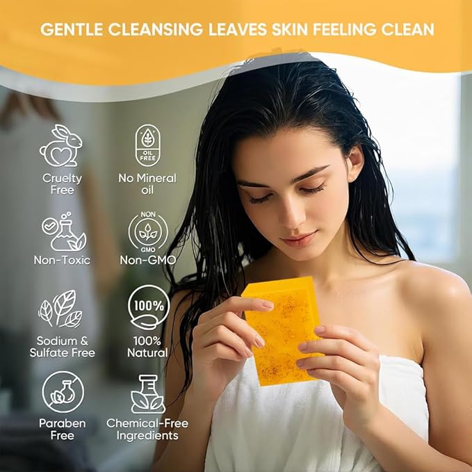 Kojic Acid Soap, Turmeric Soap Bar for Face and Body, Organic Daily Use Skin Care Turmeric Soaps for Women and Men, Gentle Cleansing Suitable for All Skin Types (1pcs)