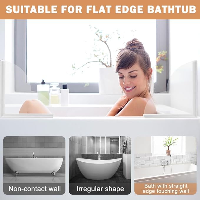 Shower Splash Guard, Large Splash Guards for Bathtub, Self-Adhesive Shower Corner Splash Guard, to Keep Water in Shower or Bath, Pack of 2 (9.45 X 9.45 Inches)