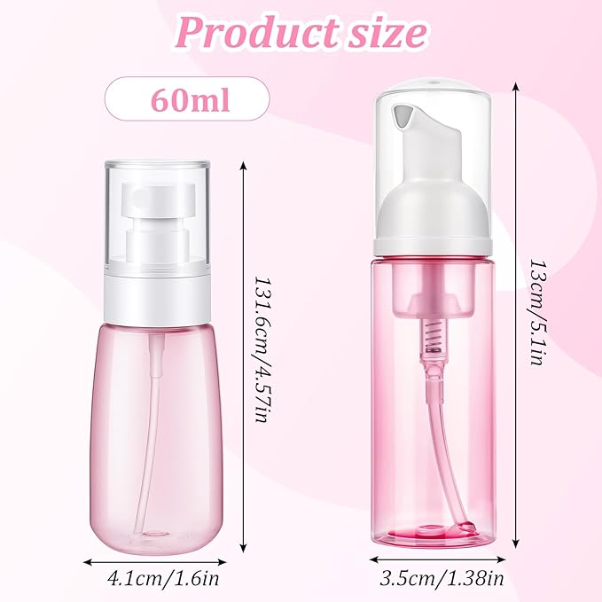 6 Pcs Travel and Empty Fine Mist Spray Bottle Foam Pump Bottle Small Size Mousse Foaming Soap Dispenser Clear Plastic Refillable Containers for Face Wash Lash Cleanser Shampoo Skin Care Liquid