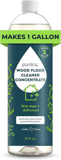 Puracy Wood Floor Cleaner Concentrate - pH Neutral Plant-Powered Hardwood & Wooden Floor Cleaner - Residue-Free Non-Sticky Cleaning Solution As Seen on TikTok (Blue Sage & Driftwood, 16 fl oz)