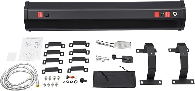 TFCFL 7.93 Gallon Roof Rack Mount Road Shower, High Pressure Outdoor Camping Shower with Long Hose, Portable Camping Solar Shower for Camping, Hiking, Beach, Pet & Gear Cleaning, Black