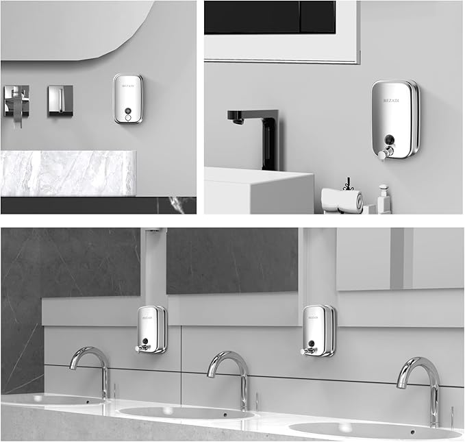 Stainless Steel Hand Soap Dispenser for Bathroom Kitchen 35fl oz/1000ml Wall Mount Liquid Soap Dispensers 8183