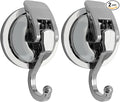 Heavy Duty Suction Cup Hooks for Shower, Bathroom Robe - Vacuum Glass Hooks, Reusable, No Hole Punched, for Garland Decoration (Silver, 2 Pack)