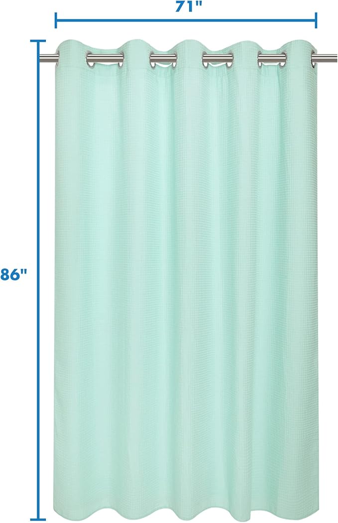 River Dream Hotel Grade No Hooks Needed Shower Curtain with Snap in Liner,Water Repellent, Machine Washable (Water Glass, 71"x86"(W/Liner))