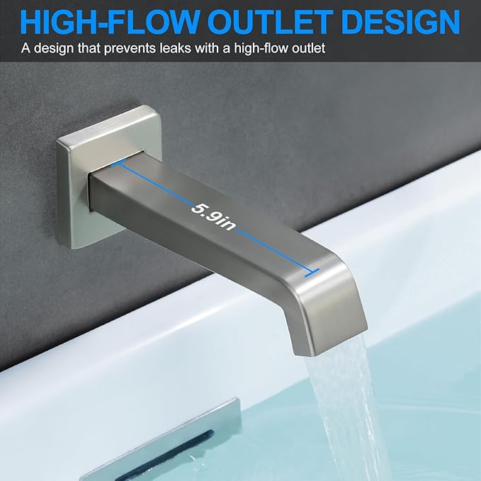 Bathtub Shower Faucet Set with Pressure Balance Valve, 12" Ceiling Mount Shower System with Tub Spout Multi-function Handheld Head Push Button Diverter Shower Trim Kit, Brushed Nickel