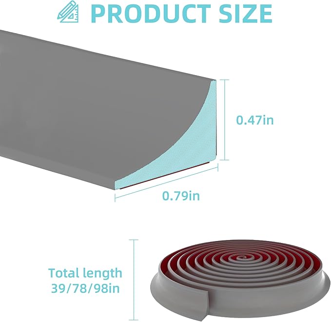 Shower Threshold Water Dam,Walk in Shower Water Guard, Shower Dam Water Barrier Bathroom Sink Splash for Dry And Wet Separation Caulk Seal Strip Edge Trim (78Inch, Gray)