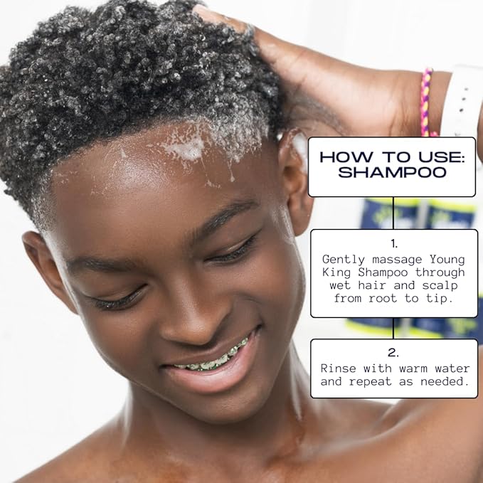 YOUNG KING HAIR CARE Kids Shampoo For Boys | Cleanse and Hydrate Natural Curls | Plant-Based and Harm-Free (4 oz)
