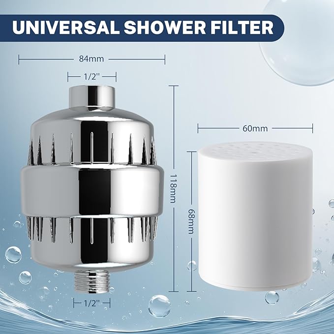 iSpring 33-Stage High Output Universal Shower Filter SF2S with Replaceable Cartridge, Better Skin, Softer Hair, and Stronger Nails, Chrome