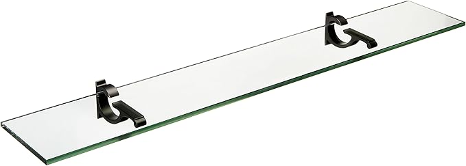 Spancraft Glass M-8x48-Black Monarch Glass Shelf, Black, 8" x 48"