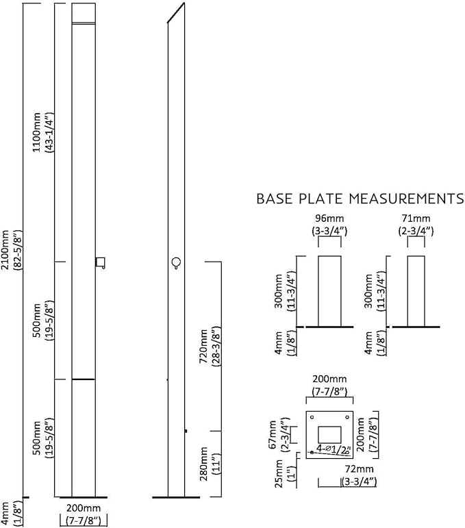 Outdoor Shower Toorak 316 Marine Grade Stainless Steel Panel-No Rust! Perfect for Swimming Pools, Backyards, Beach Houses, Resorts. Hot & Cold Water Connections, Wall Mounted or Freestanding Options