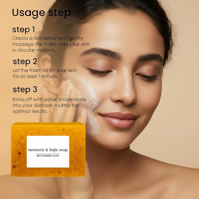 Kojic Acid & Turmeric Soap, Turmeric Kojic Acid Soap for Face and Body, Organic Daily Use Skin Care Soaps, Gentle Cleansing Suitable for All Skin Types (2pcs)