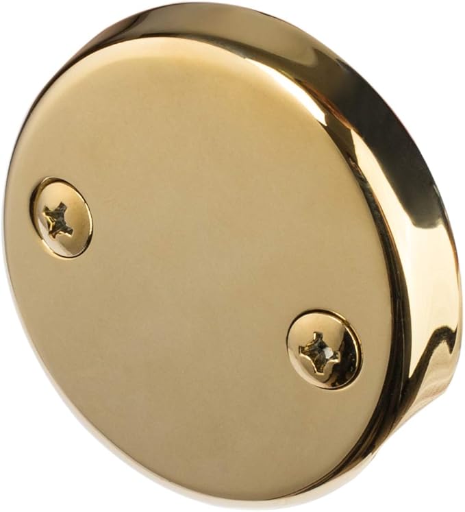 Artiwell Lift & Turn Tub Trim Set with Two-Hole Overflow Faceplate, All Brass Bathtub Conversion Kit Assembly with 2-Hole Overflow Face Plate and Universal Fine/Coarse Thread (Polished Brass)