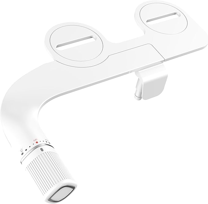 BIGCOW Ultra-Slim Bidet Attachment for Toilet - Dual Nozzle (Frontal & Rear Wash) with Adjustable Cold Water Pressure and Stainless Steel Inlet - Hygienic Solution for Fresh Cleanliness, Silver 1 Pcs