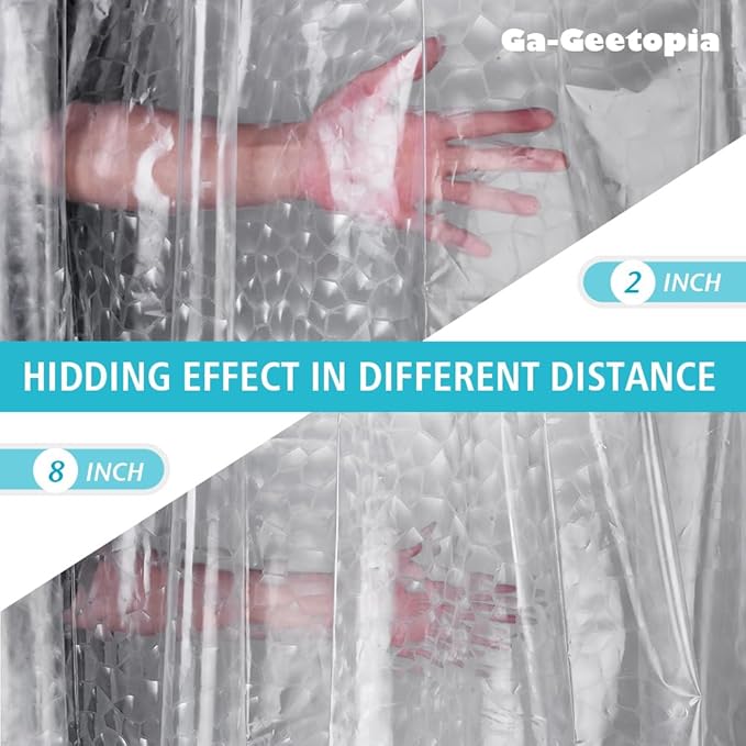 Ga-Geetopia Extra Long - 3D EVA Shower Curtain Liner Water Cube, 72x80 Inch Light Weight Plastic Bathroom Shower Curtain with Rustproof Metal Grommets and 3 Magnets for Shower Stall, Bathtubs
