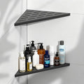 Corner Shower Shelves 10" Matte Black, 2 Pack 304 Stainless Steel Shower Corner Shelf Recessed Slot Design, Wall Mount Triangle Shower Caddy for Bathroom, Kitchen Organization