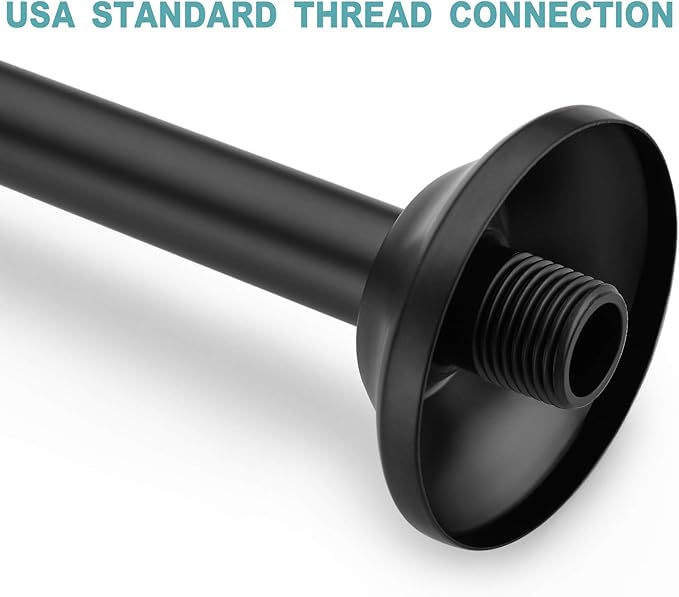 BESTILL 16 Inch L-Shaped Shower Head Extension Arm, Shower Arm and Flange Included, Matte Black