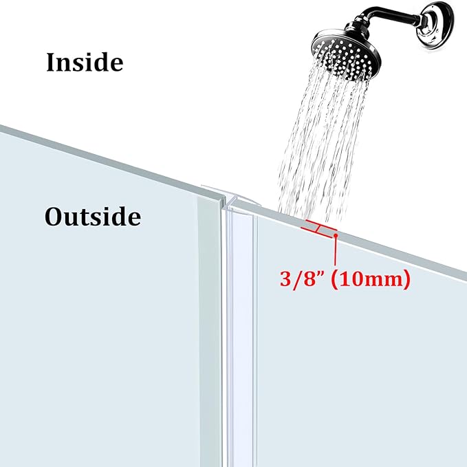 Shower Door Seal Strips – Includes 1 PC 36" Bottom Seal and 2 PCs 80" Side Seals for 3/8" (10mm) Glass – Ultra Clear Polycarbonate Shower Door Sweep and Side Seals Kit