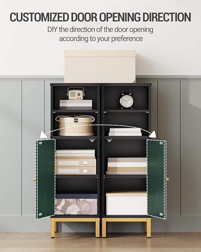 Bathroom Storage Cabinet, Corner Floor Cabinet with Shelves, Customized Door Opening Direction, Bathroom Organizer with Adjustable Shelf for Kitchen, Living, Toilet Paper Cabinet, Black