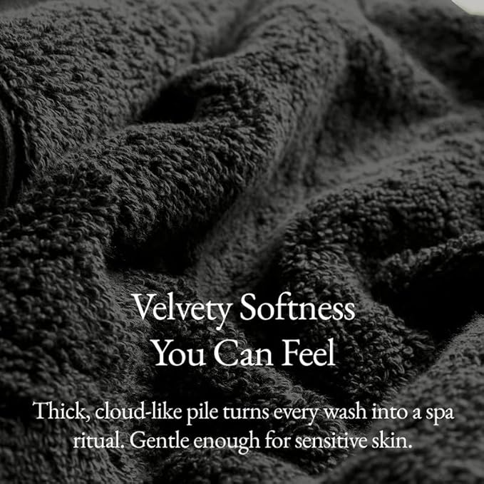 Italic Ultraplush 100% Australian Cotton Washcloths - Set of 2 Luxury Plush Face Wash Cloths, Soft and Absorbent 800 GSM Washcloth for Bathroom, Spa, Gym, Face and Body (Charcoal)