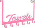Over The Door Hooks, Towel Rack for Bathroom Door Rack for Hanging Heavy Duty, Door Hanger with 6 Hooks for Bedroom Bathroom Kitchen Bag, Coats, Hats(Pink)