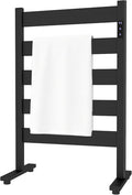 Towel Warmers for Bathroom, Space Aluminum Heated Towel Racks for Bathroom, with Built-in Timer&Temperature Adjustment, Freestanding Towel Heater,Matte Black,5 Bars
