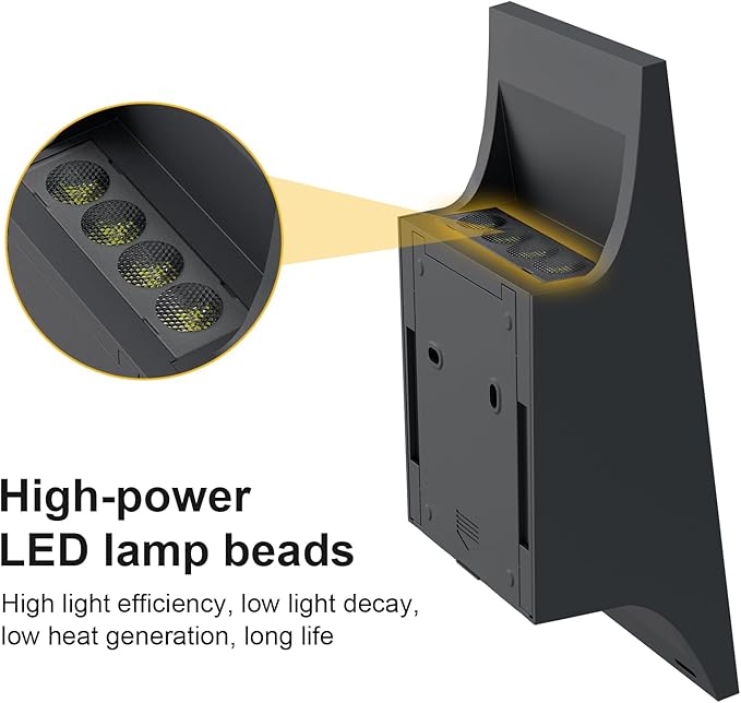 Solar Outdoor Lights, 3000K 700LM Solar Wall Lights Outdoor Up and Down, Dimmable Solar Sconce Lights, IP65 Waterproof Outdoor Solar Lights for Yard Patio Garage Porch, 1pcs