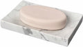 Real Marble Soap Dish - Soap Dish for Shower, Shower Bar Soap Holder, Marble Dish for Bathroom Kitchen, Decorative Stone Soap Dish (Calacatta White, Drainage Holes, Rectangular)
