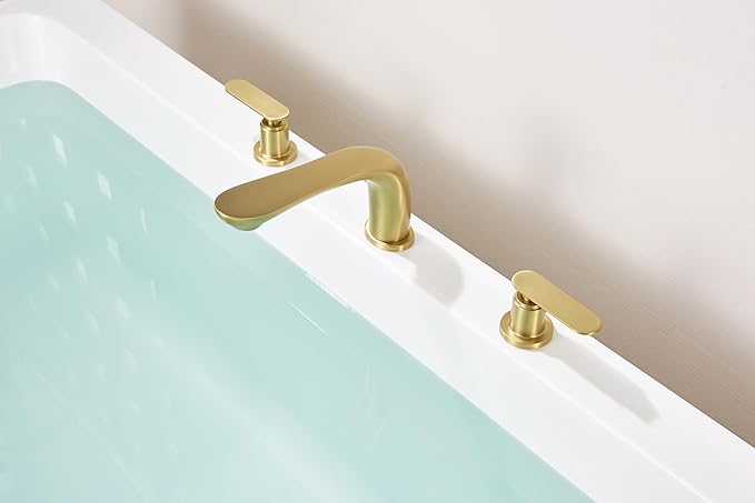 SITGES Classic Bathtub Faucet,2-Handle Brushed Nickel Tub Filler,3-Hole Widespread Roman Tub Faucet,High Flow Deck Mount Bath Tub Faucet with Valve Included