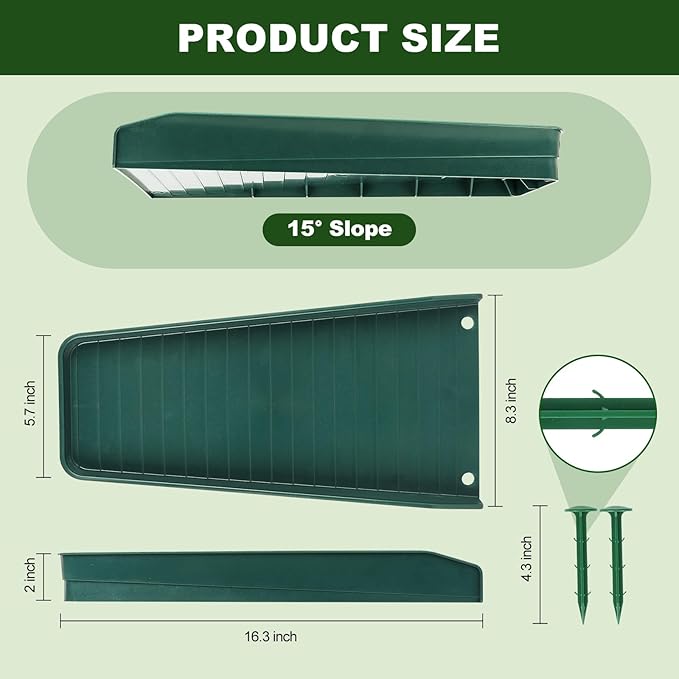 Gutter Downspout Splash Block,16.3"Drain Gutter Guard Diverter,Gutter Downspout Extensions for Water Drainage, Fixable Down Spout Drain Trays,Drainage to Protect House Foundations (2PC Brown)