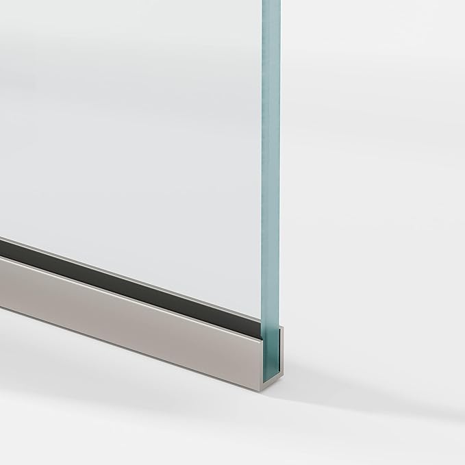 Royalty Fixed Shower Screen - 36" x 76" Frameless 3/8" Clear Tempered Glass Panel with Hardware - Easy Clean Smart Guard Coating - Minimalist Modern Design for Bathroom - Brushed Nickel