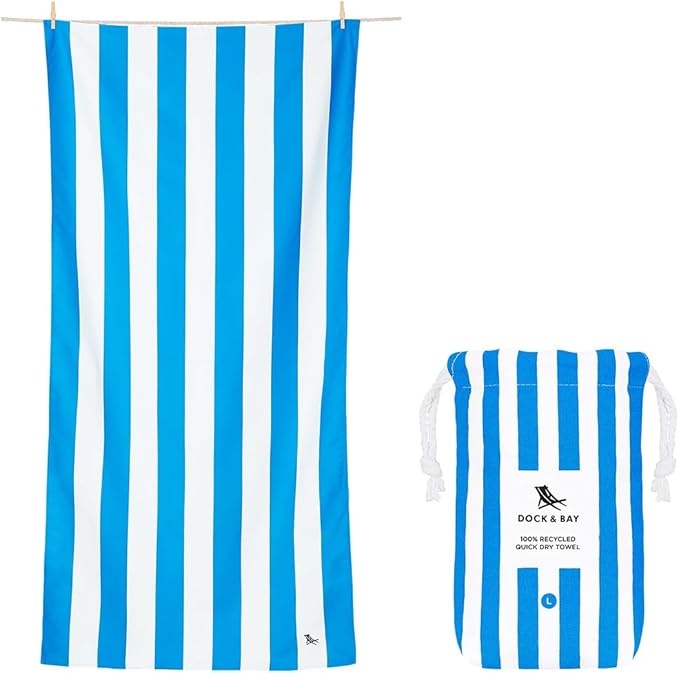 Dock & Bay Beach Towel - Quick Dry, Sand Free - Compact, Lightweight - 100% Recycled - Includes Bag - Set of 4 - Cabana Classics, Extra Large (200x90cm, 78x35)