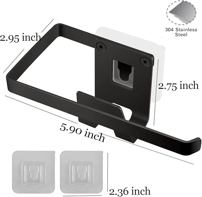 GAViA Kitchen Sink Sponge Holder - Sponge and Dish Cloth Hanger, Adhesive Rustproof Kitchen Sink Rack, 304 Stainless Steel, No Drilling (Black)