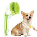 Pet Bath Brush 2 in 1 Dog Shampoo Brush with Built-in Shampoo Dispenser for Long Short Haired Dogs Cats Bubble Maker for Bathing Grooming (Green)