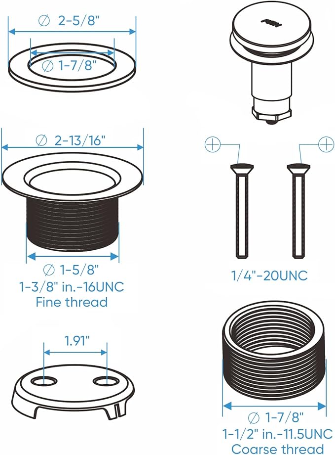 Bronze Bathtub Tub Drain Conversion Kit with Two-Hole Overflow Faceplate, Minupwell Tip-Toe Replacement Bath Tub Drain Trim Kit with Universal Fine/Coarse Thread Assembly，Oil Rubbed Bronze