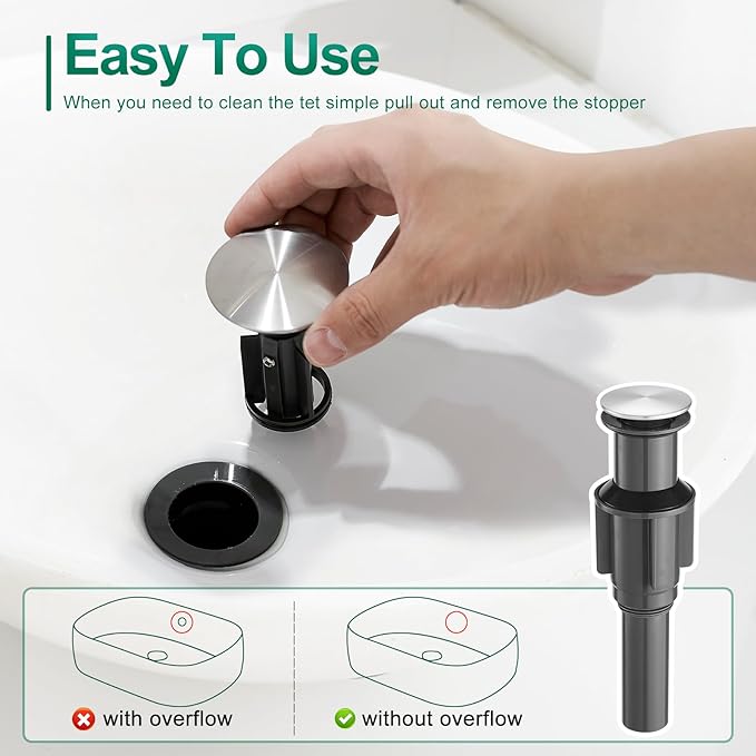 VOTON Brushed Nickel Vessel Sink Faucet Single Handle Tall Bathroom Sink Faucet Vanity Bathroom Faucet Basin Mixer Tap with Water Supply Hose and Pop Up Sink Drain
