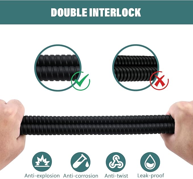 Shower Hose 59-Inch Extra Long Shower Hose-Replacement-PVC Encapsulated Stainless Steel Core,Rust-Resistant &No Teflon Tape Needed,Flexible&Kink-Resistant for Handheld Shower Heads Pets,RV Black