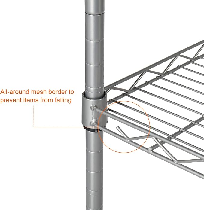 3 Tier Storage Racks Shelving, Heavy Steel Pantry Shelves, Adjustable Wire Shelving Rack, Suitable for Garage, Kitchen, Bathroom, Office, 12" W x 12" D x 24" H, Chrome