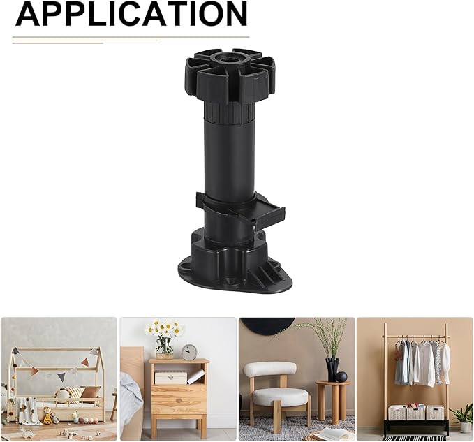 120x46mm(LxW) Adjustable Leveling Feet - 4Pack- Good for Furniture - Leveler Support Frame Replacement Legs - Black