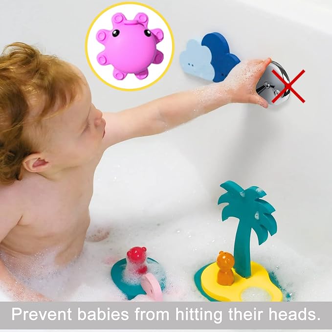 Silicone Bathtub Overflow Drain Cover with Suction Cup - Adds Inches of Water for Deeper Bath, Deep Pink