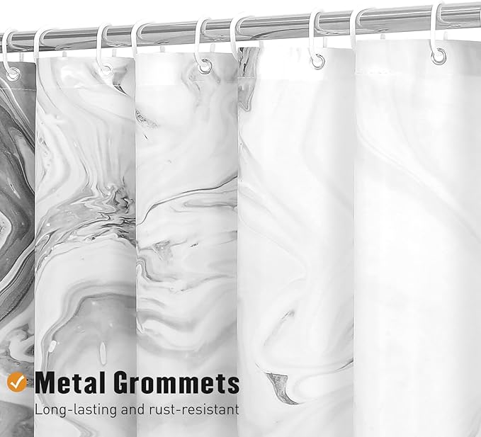 MitoVilla Grey Marble Extra Long Shower Curtain Set 72 x 84, Modern Ombre 84 inch XL Shower Curtains for Chic Bathroom Decor, Abstract Watercolor Fabric Shower Curtain