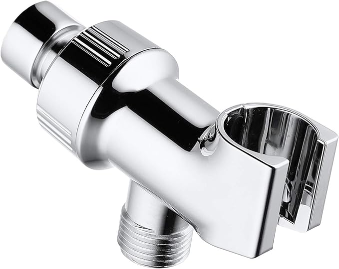 Universal Shower Head Holder for Hand Held Showerheads, Adjustable Shower Arm Mount Bracket with Brass Pivot Ball, Shower Head Connector - Chrome