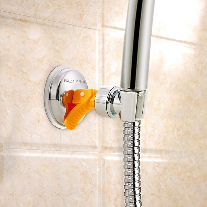 Adjustable Shower Head Holder, Bathroom Suction Cup Handheld Shower Head Bracket, Removable Handheld Showerhead & Wall Mounted Suction Bracket (Yellow, 2)