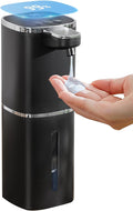 Automatic Liquid Soap Dispenser, 12.8oz Rechargeable, Adjustable Liquid Levels, IPX5 Waterproof, Touchless & Wall/Tabletop Use for Kitchen Bathroom, Black
