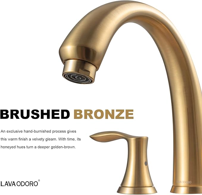 Lava Odoro 2-Handle Widespread Roman Tub Faucet, Bronze Gold Tub Faucet, Brass Roman Bathtub Faucet, Tub Filler, Valve Included, TF405-BB
