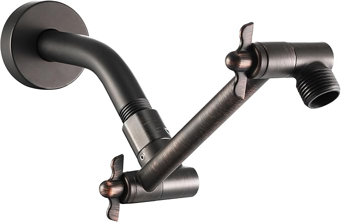 6 Inch Adjustable Shower Head Extension Arm, All-Metal Shower Arm Extender with Locking Set Screw for Rainfall, Fixed, Handheld Showerheads, G1/2 Universal Thread, Oil Rubbed Bronze